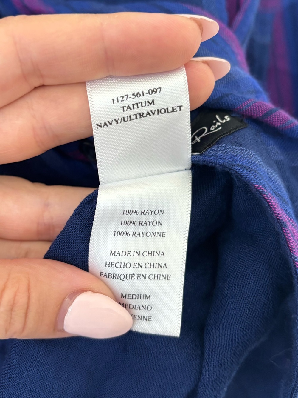 Rails Taitum Navy Ultraviolet Flannel Button Down Top - Picture 5 of 7